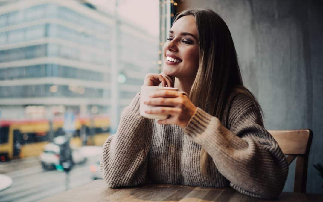 Woman with veneers is happy with her common cosmetic dental procedure in Richmond VA